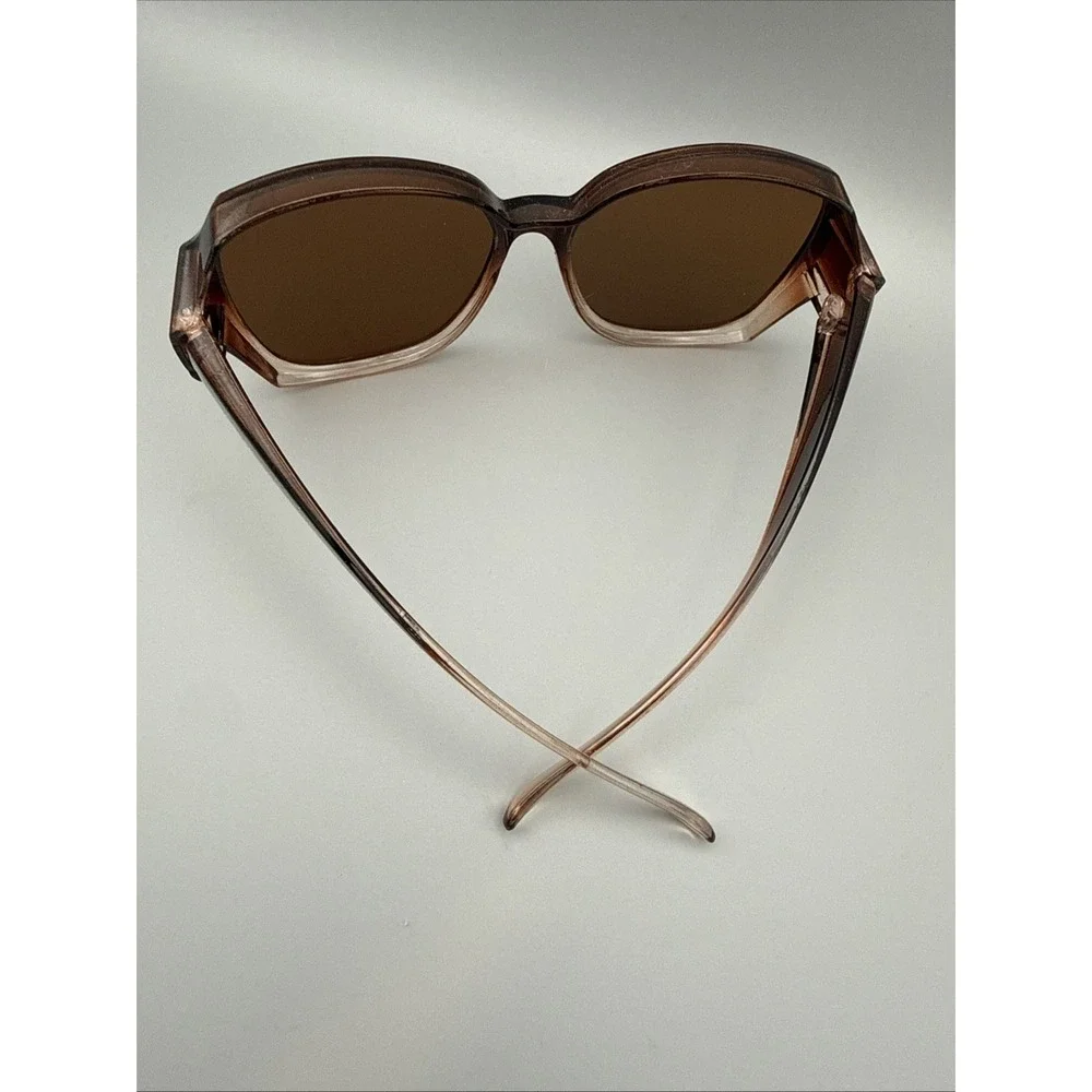 SAINT Genuine Brown/Pink Oversized  Sunglasses-Gradient Polarized Brown Lens NEW